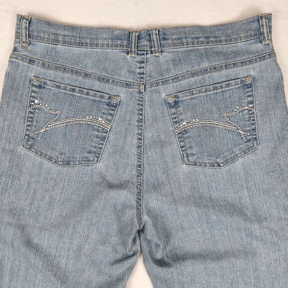 Gloria Vanderbilt Amanda High Rise Straight Leg Studded Capri Jeans Size 12P Y2K - Picture 6 of 11